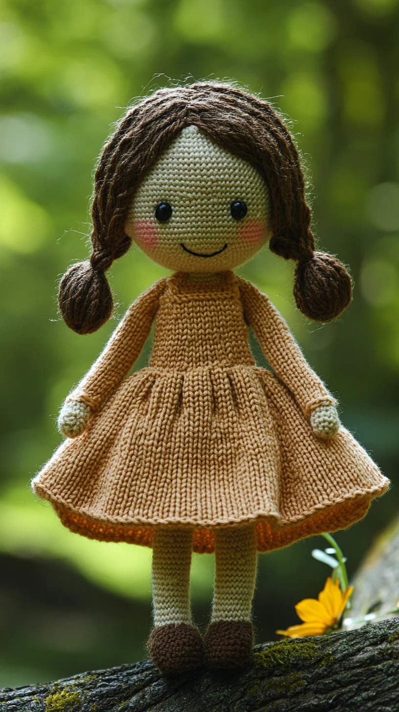 Adorable Crochet Doll: Charming Braided Pigtails and Cozy Knit Dress