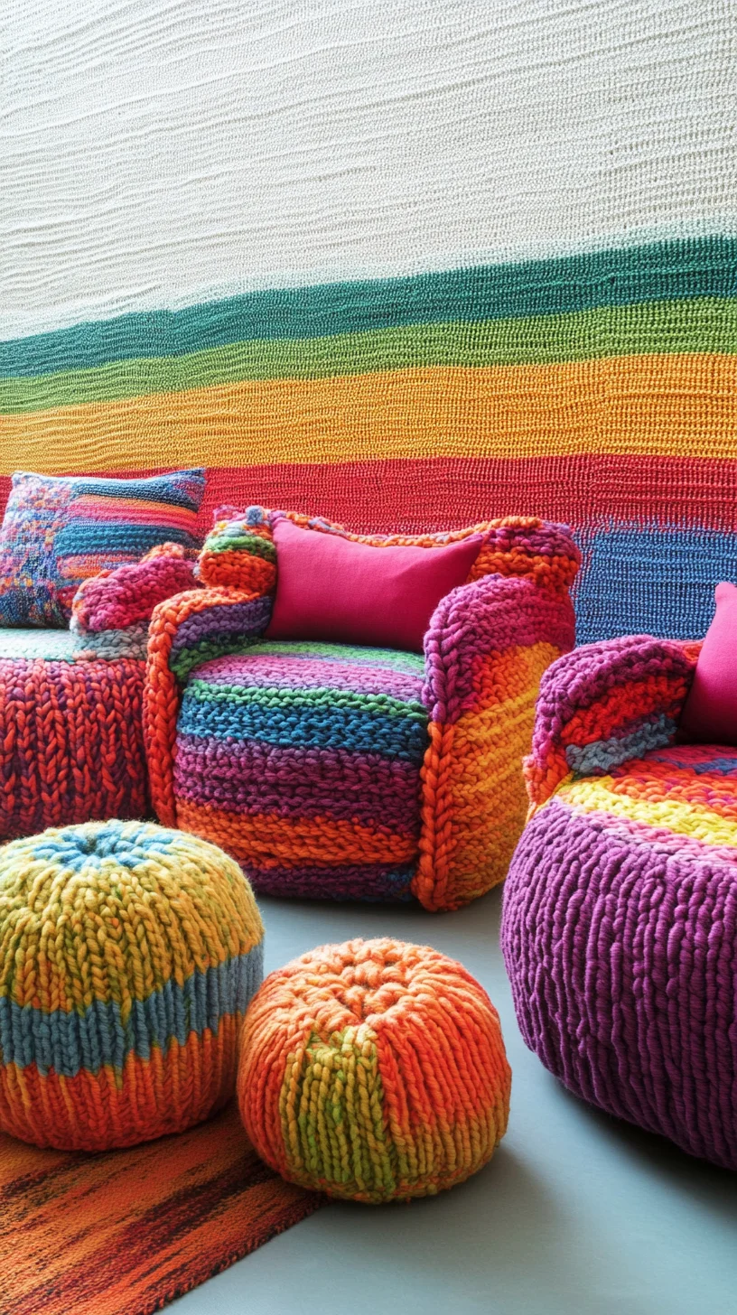 Colorful Chunky Knit Decor: Embrace Cozy Vibrancy in Your Space