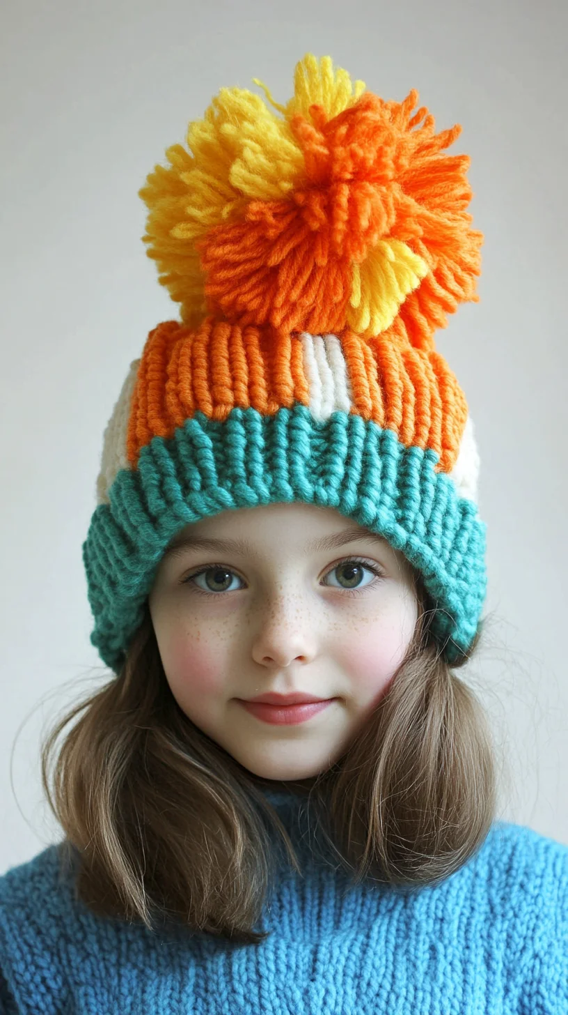 Cozy Chic: Brightly Colored Pom-Pom Beanie for a Fun Winter Look