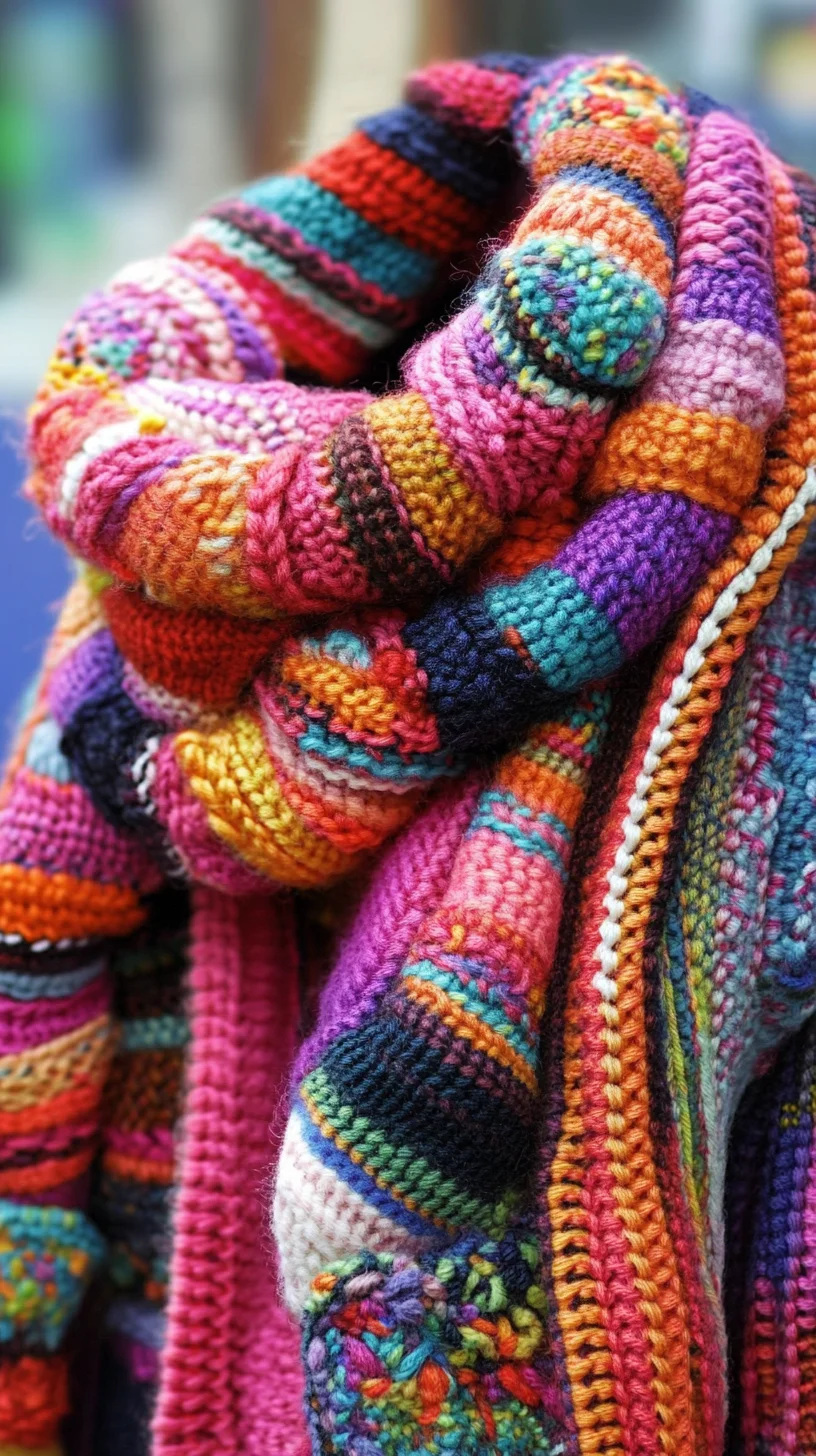 Cozy Chic: Embrace Vibrant Textures with This Colorful Knitted Scarf