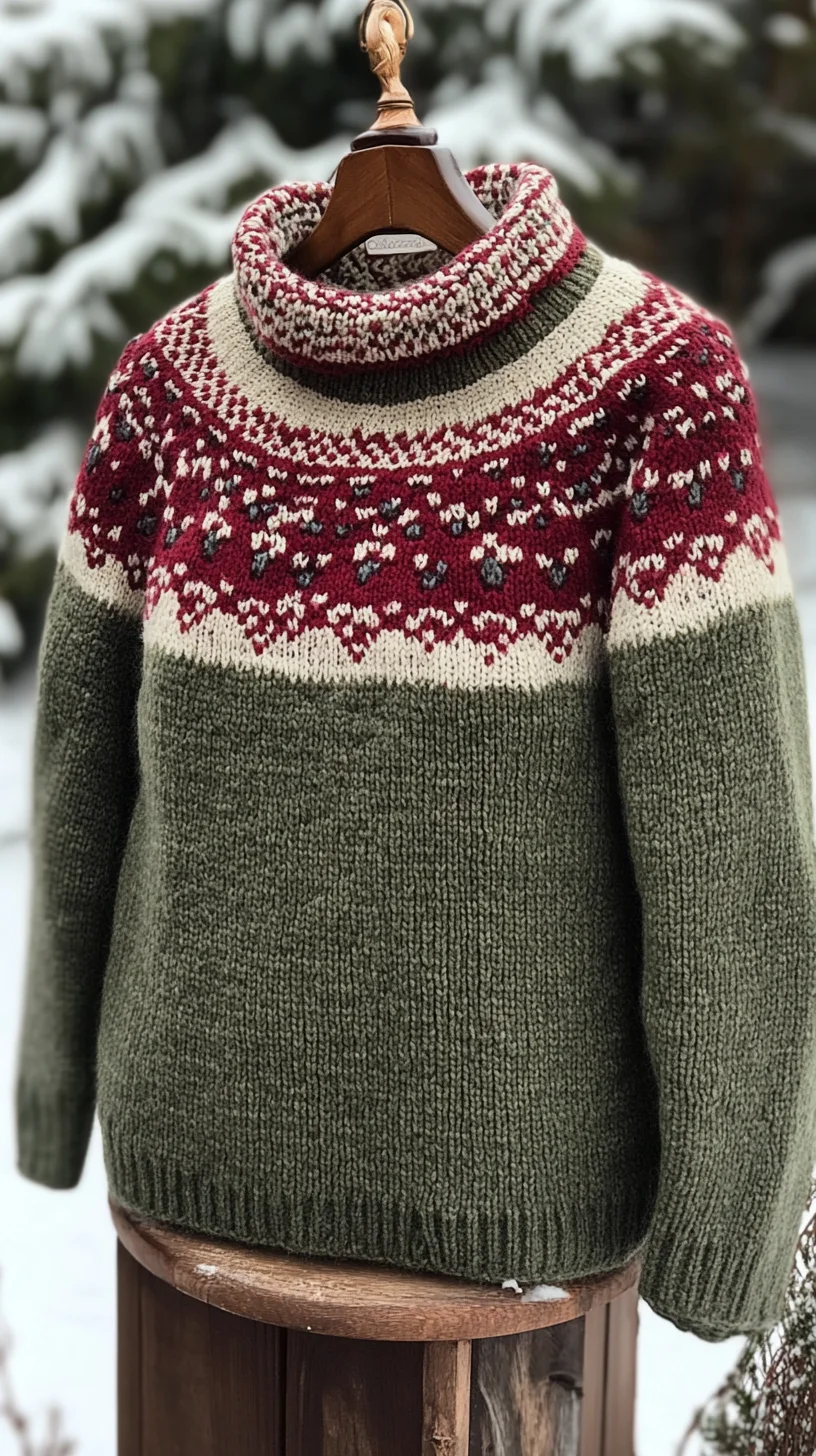 Cozy Chic: Embrace Winter with This Knitted Fair Isle Turtleneck Sweater