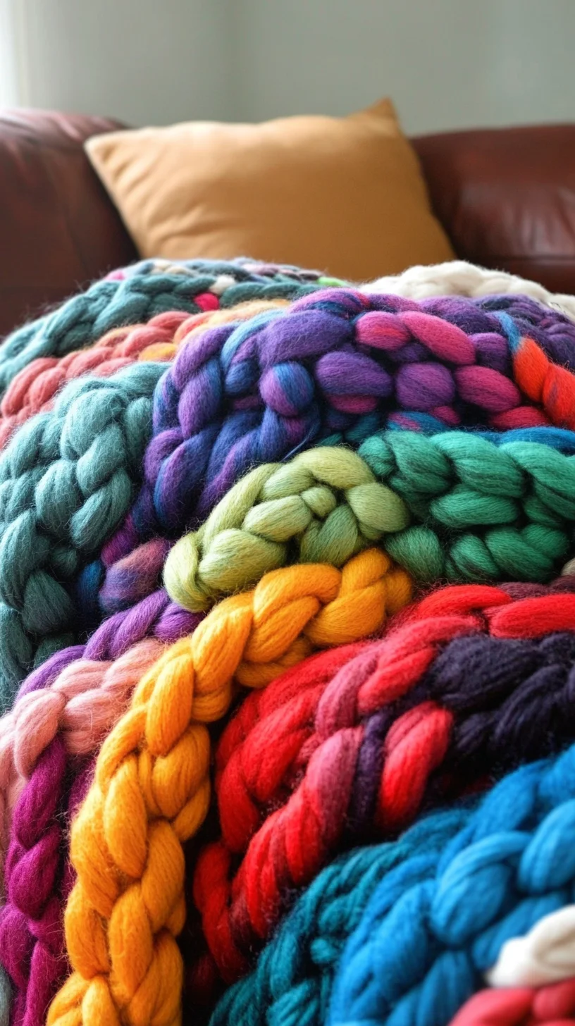 Cozy Colorful Chunky Knit Blanket: Elevate Your Home Décor with Knit Style