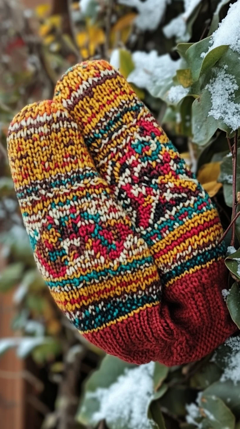 Cozy Elegance: Embrace Winter with Vibrant Hand-knit Mittens