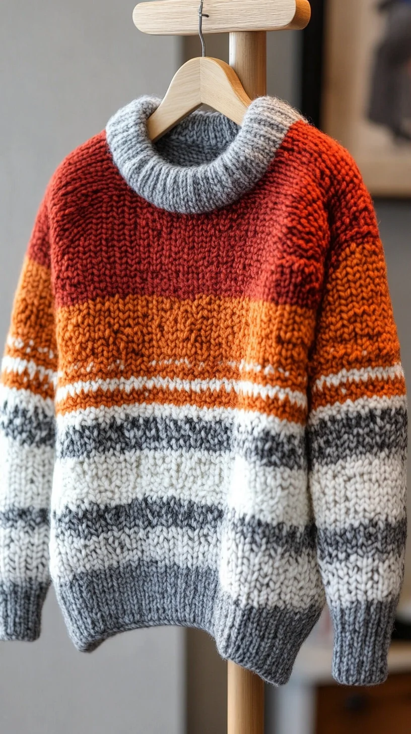 Cozy Fall Knits: Embrace Warmth with this Chunky Color-Block Sweater