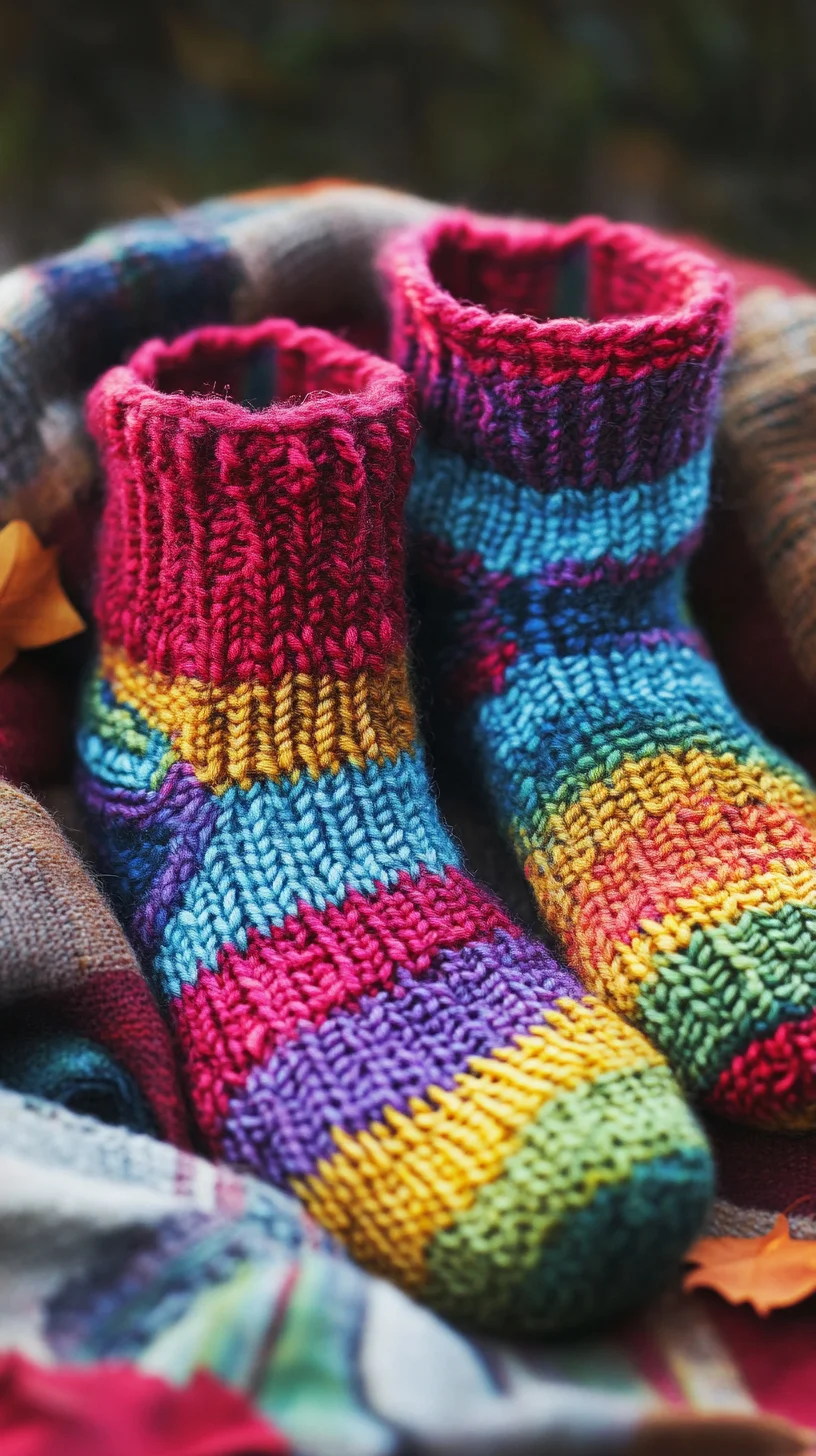 Cozy Knit Bliss: Vibrant Rainbow Socks for Ultimate Comfort and Style