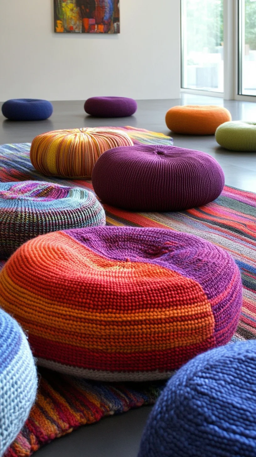 Cozy Pop of Color: Transform Your Space with Vibrant Knitted Poufs