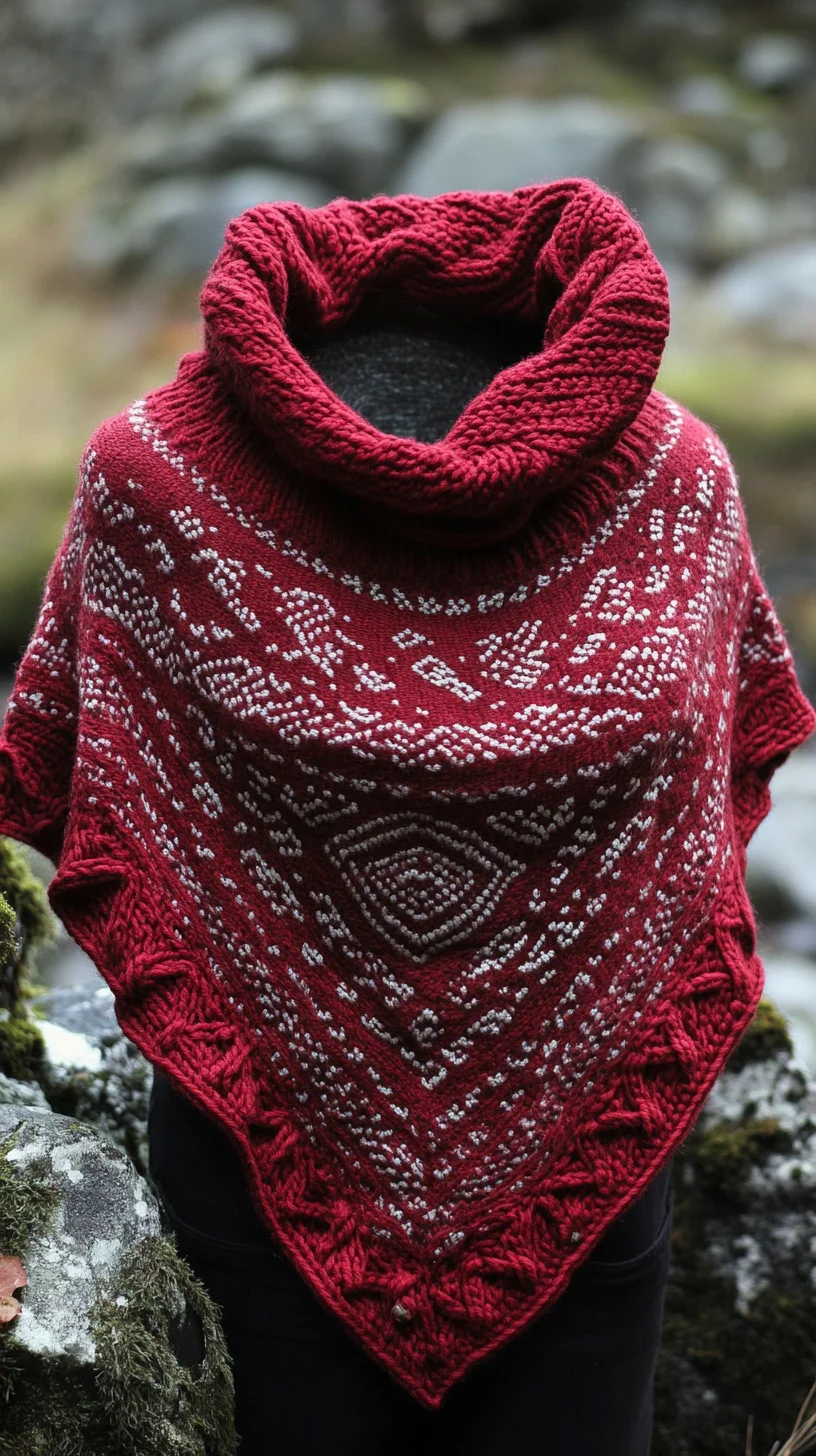 Cozy Up in Style: The Chic Red Knit Poncho for Effortless Elegance