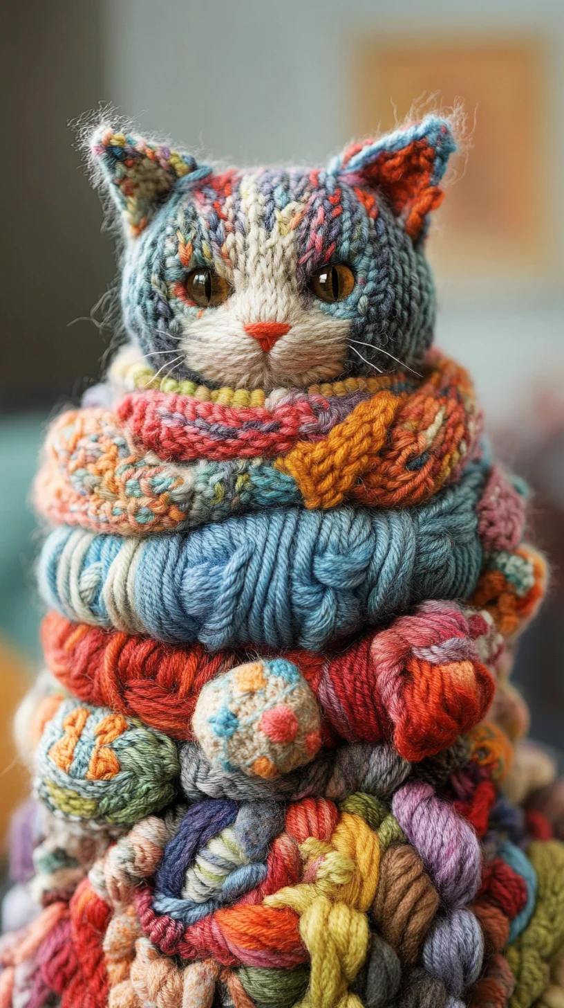 Cozy Up with Whimsical Yarn Kitties: A Unique Textured Decor Trend