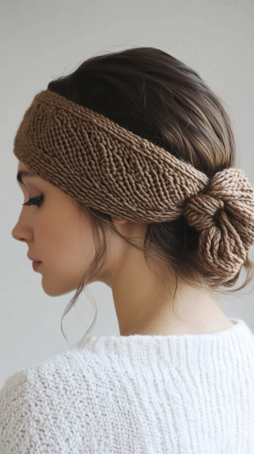 Effortlessly Chic: The Cozy Knit Headband with a Stylish Low Bun