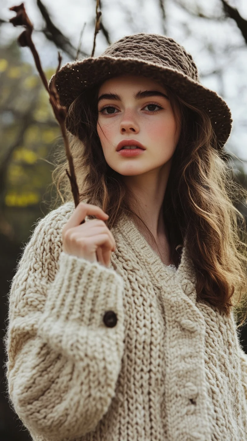 Effortlessly Chic: Unleashing Natural Waves with Cozy Knits and Rustic Accessories