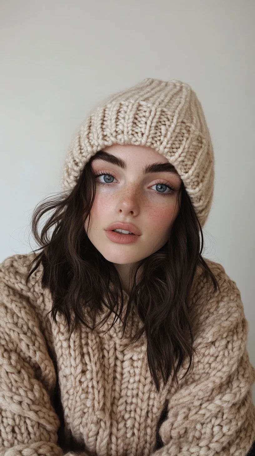 Effortlessly Cozy: The Chic Knitted Beanie and Sweater Look