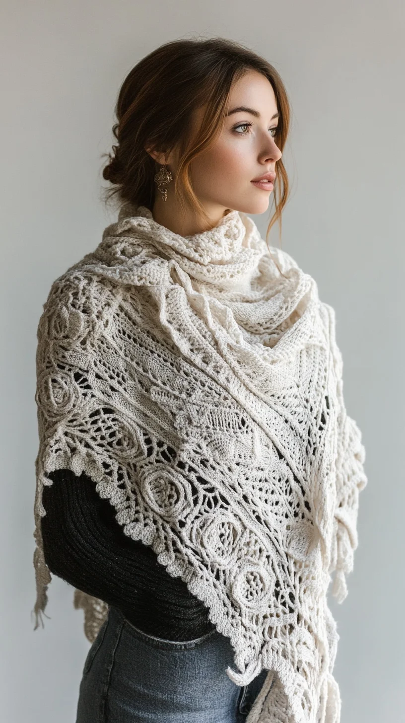 Elevate Your Look with Cozy Elegance: The Chic Knitted Shawl Style