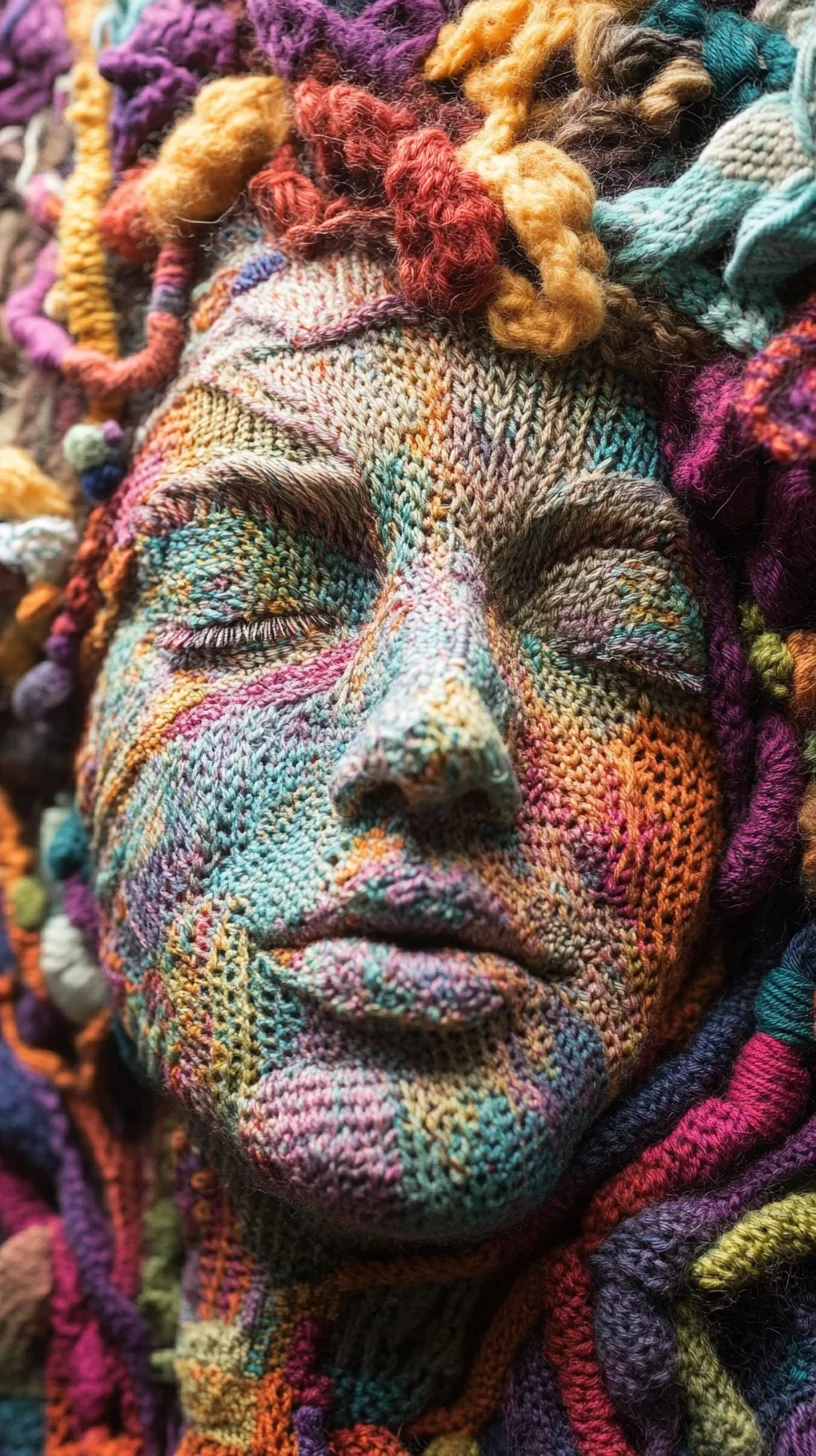 Embrace Artistry: Vibrant Knitted Facial Expression for a Unique Statement