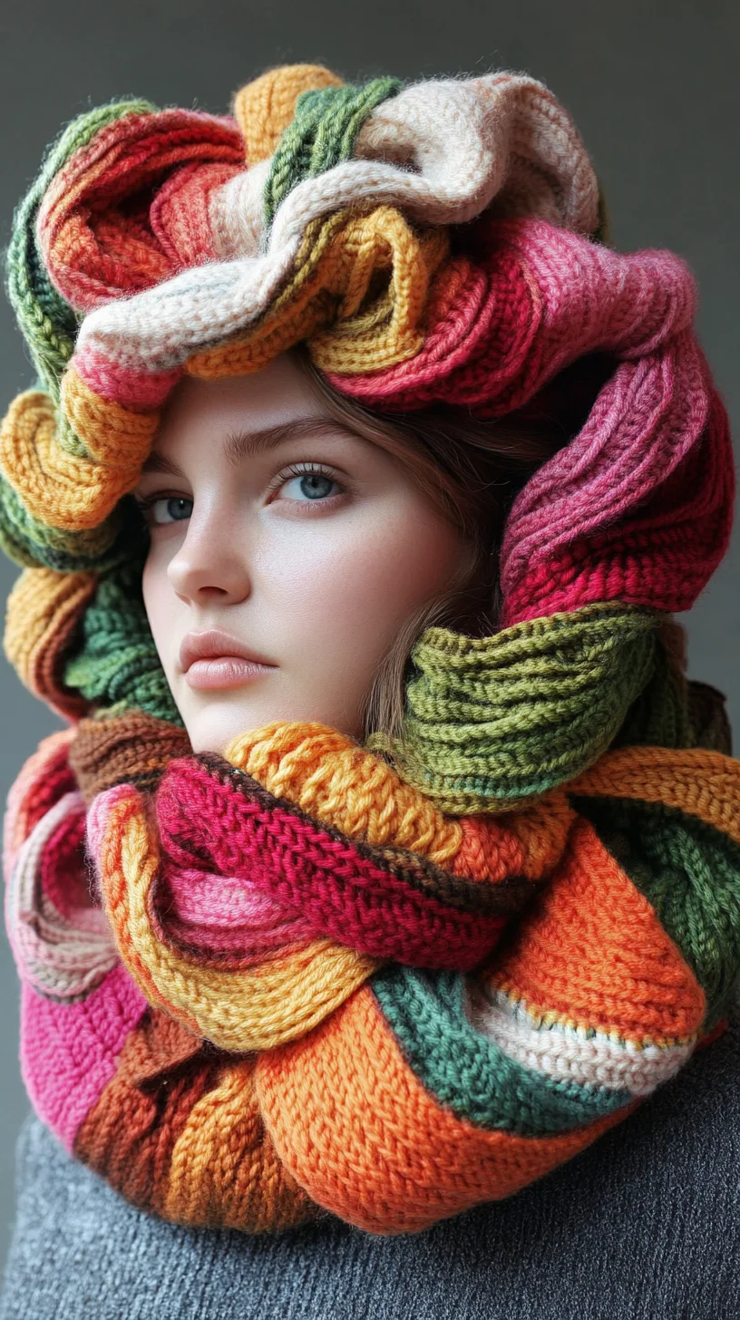 Embrace Bold Textures: The Colorful Knit Hood for a Cozy Chic Look