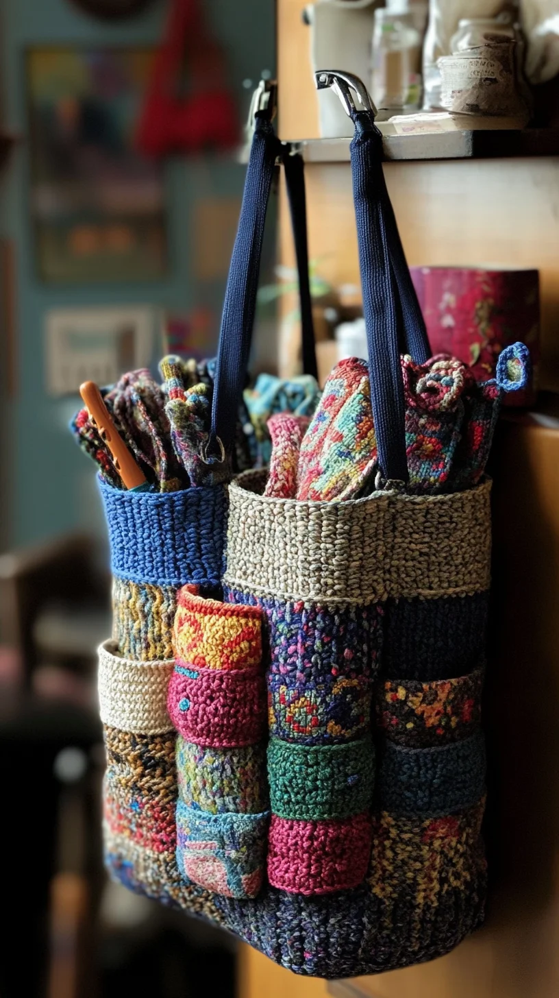 Embrace Cozy Craftsmanship with This Colorful Knitted Tote: A Must-Have for Creatives!