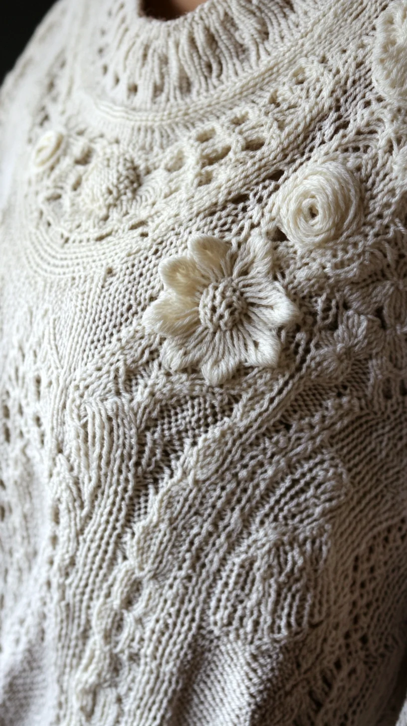 Embrace Cozy Elegance: The Art of Textured Knitwear with Floral Accents