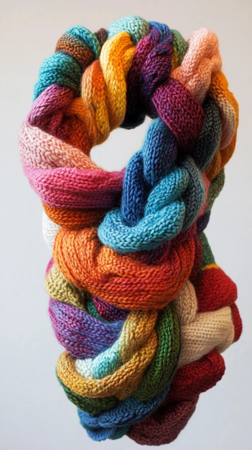 Embrace Playfulness with a Colorful Knitted Braided Scarf