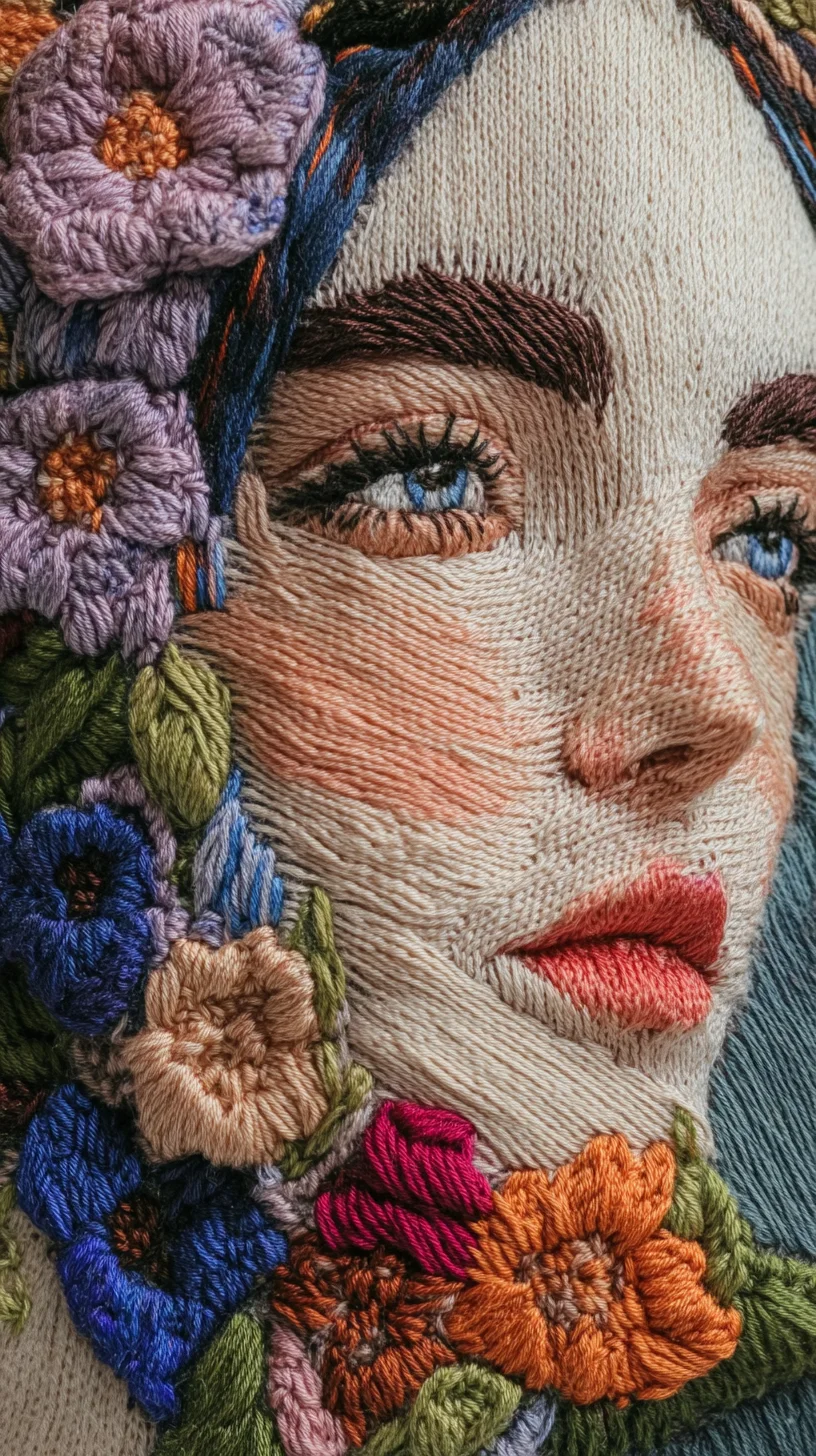 Embrace the Artistry: Floral Embroidery Transforming Textile Portraits