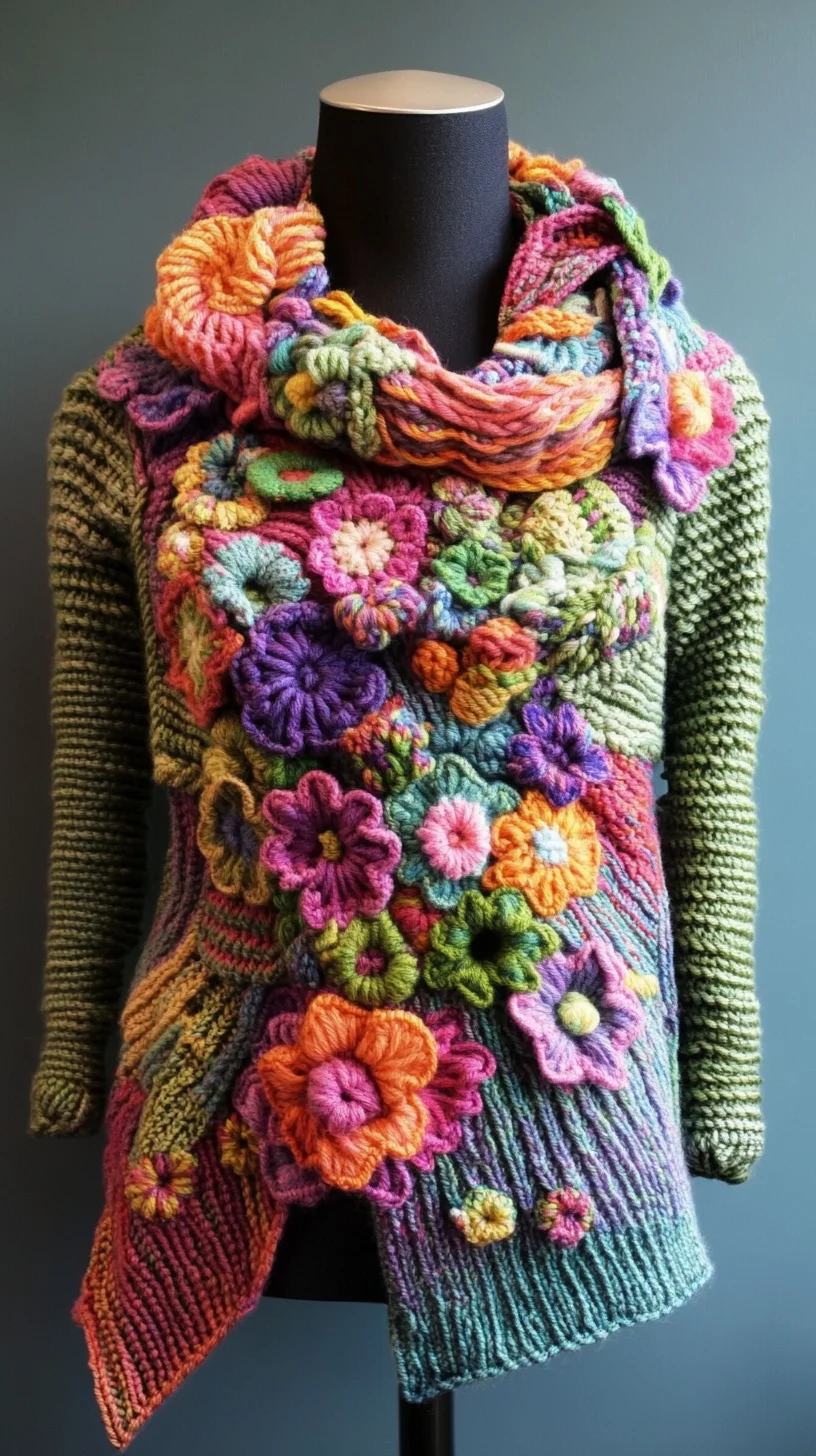 Embrace Vibrant Textures: Knitted Floral Delight for a Bold Statement