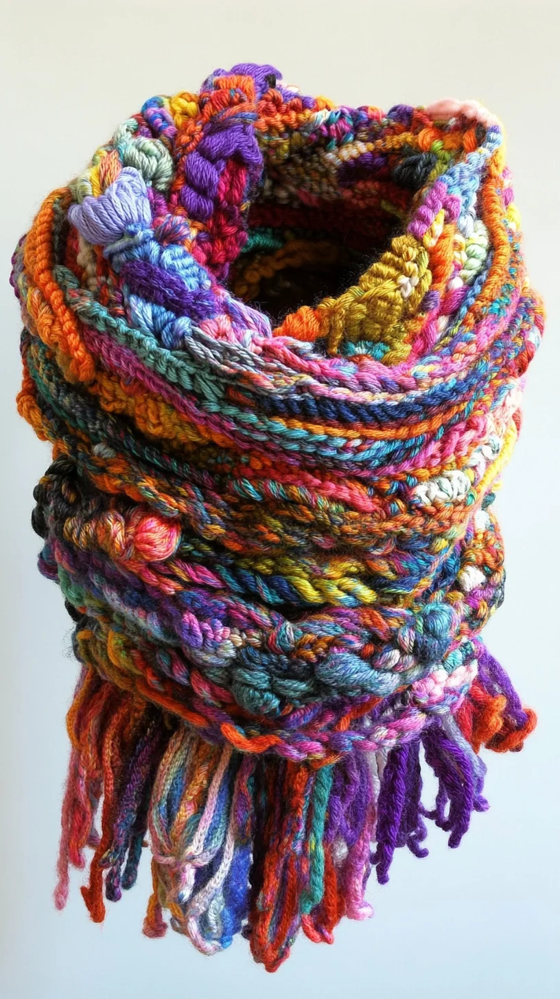 Vibrant Bohemian Knitted Scarf: A Cozy Statement Piece for Every Season