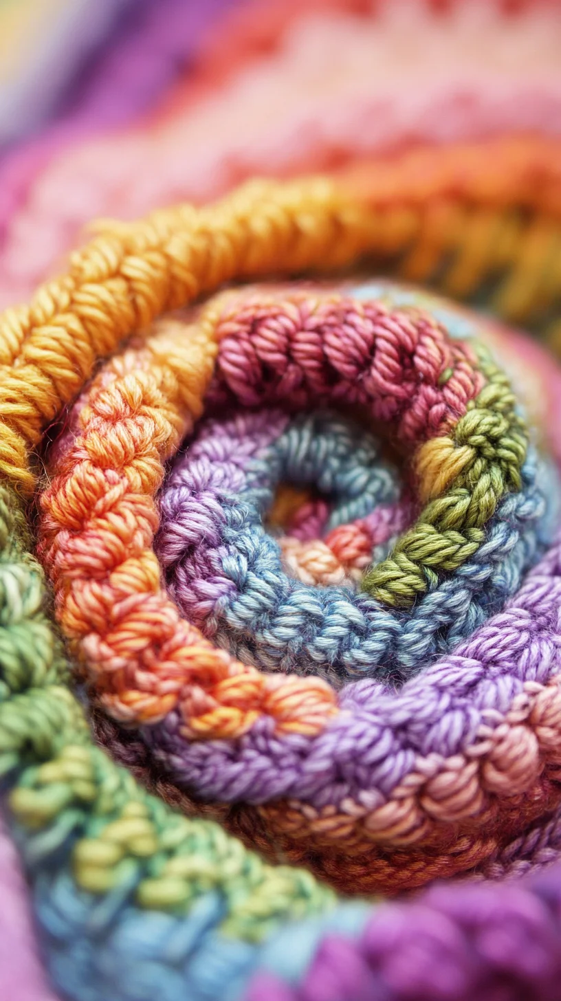 Vibrant Crochet Spiral: A Whimsical Twist for Cozy Home Decor