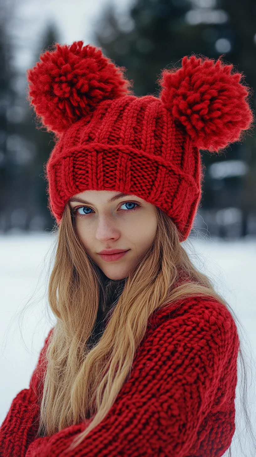 Warm and Cozy: Embrace the Winter Vibes with a Bold Red Knit Hat